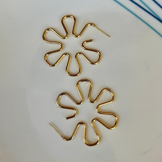 Floral Golden Drop Earrings