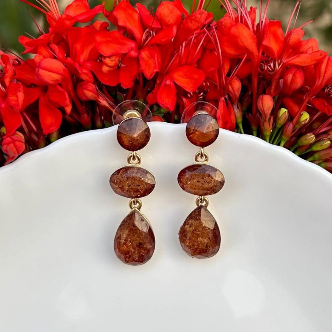 Brown Gemstone Earrings