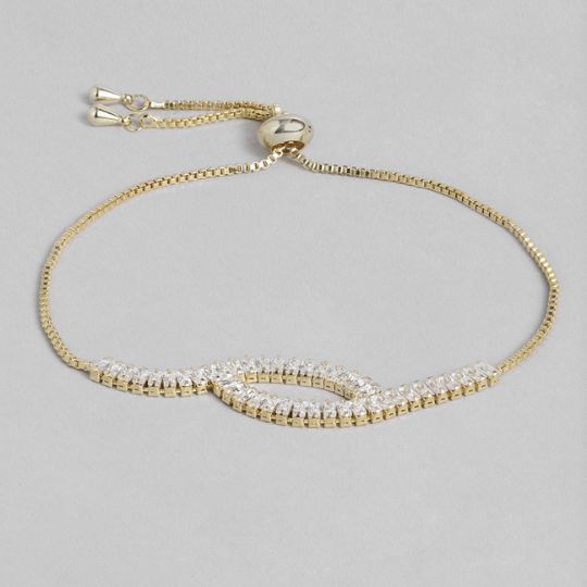 Eva American Diamond-Studded Gold - Plated Adjustable Bracelet