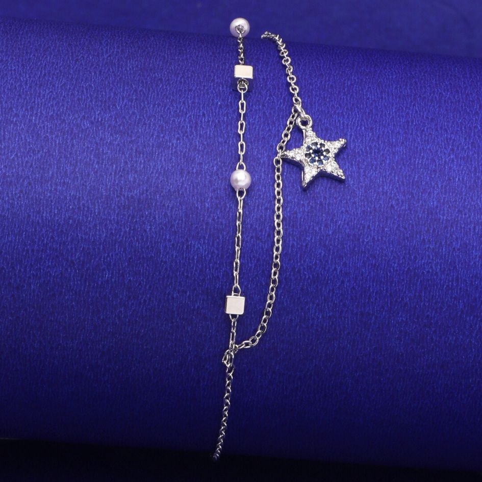 LAIDA Silver Plated Star Evil Eye Anklet