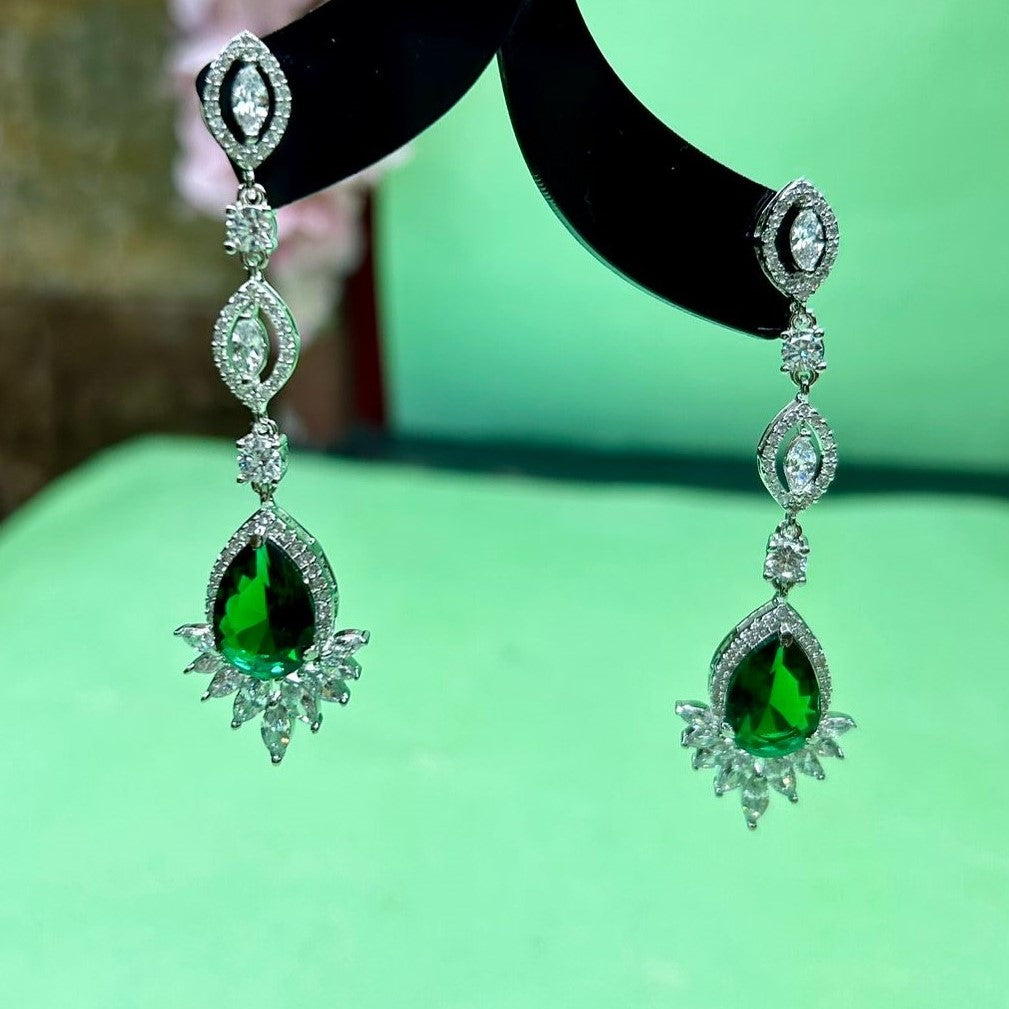 Vida CZ Emerald Green Designer Neckalce Set