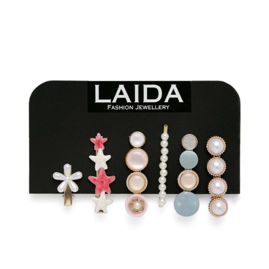 Laida Women Set of 6 Gold-Plated Embellished Alligator Hair Clip