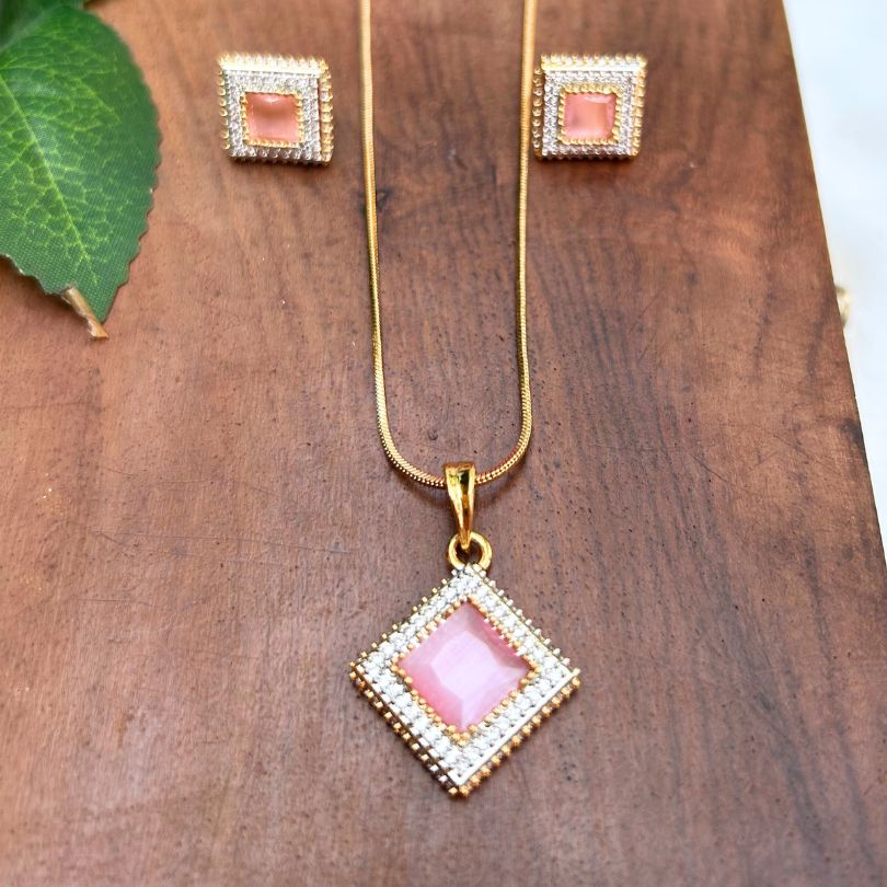 Square Baby Pink Pendant Sets