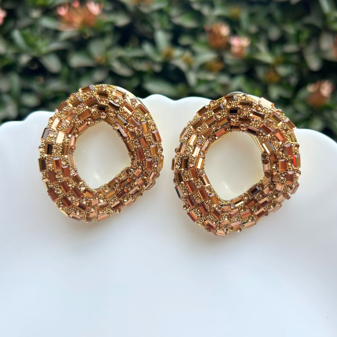 Bling Blogger Rust Golden Oval Earrings