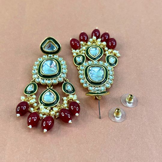 Fazeen Maroon Kundan Chandbalis