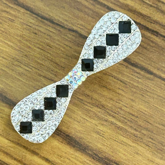 Women Black & Gold-Plated Embellished Alligator Hair Clip