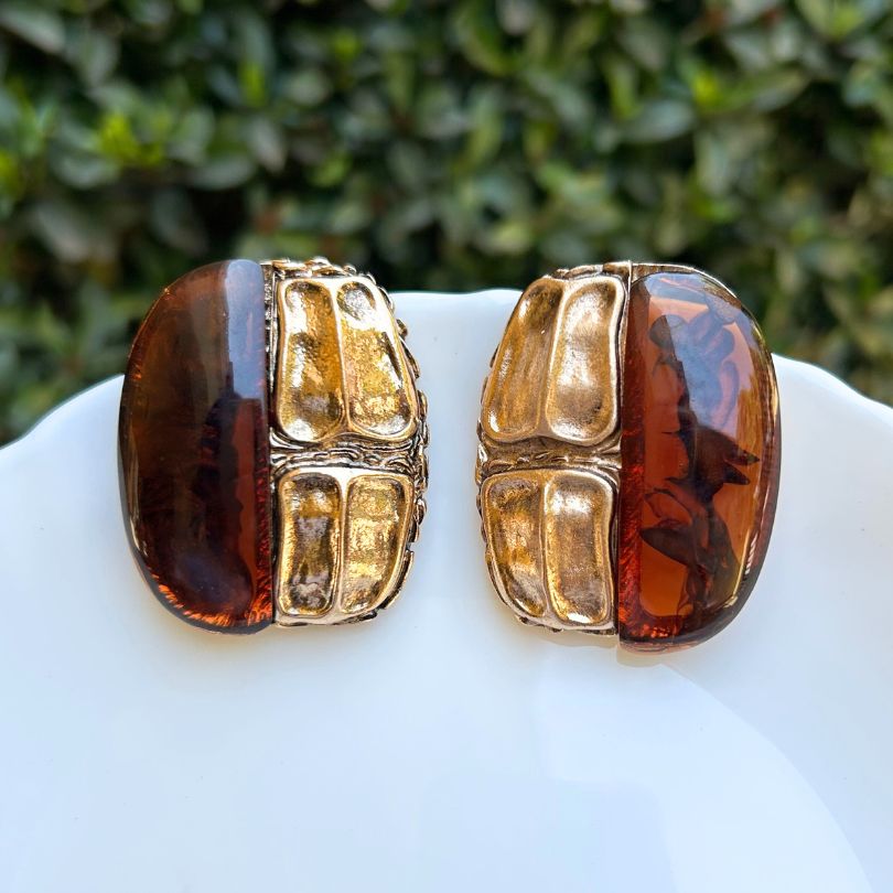 Structured Brown Stud Earrings