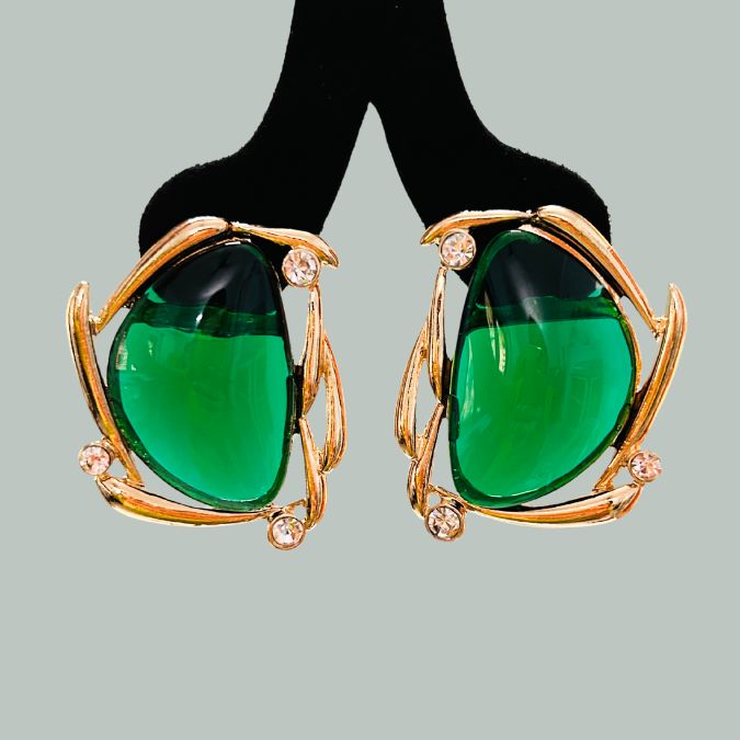 Oversized Green Stud Earrings