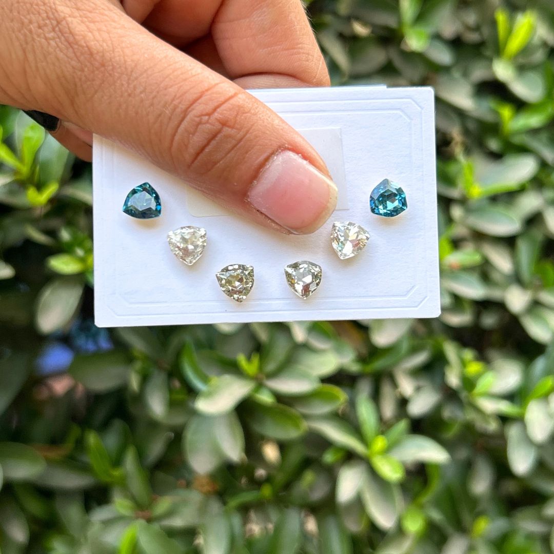 Set Of 3 Colorful Triangle Studs