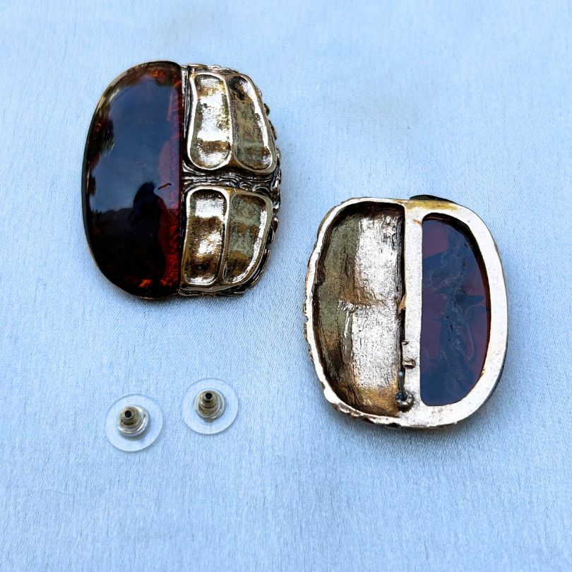 Structured Brown Stud Earrings