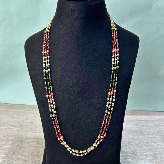 Tenille Ruby Green Three Layer Pearl Mala