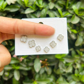 Set Of 3 Floral Silver Studs