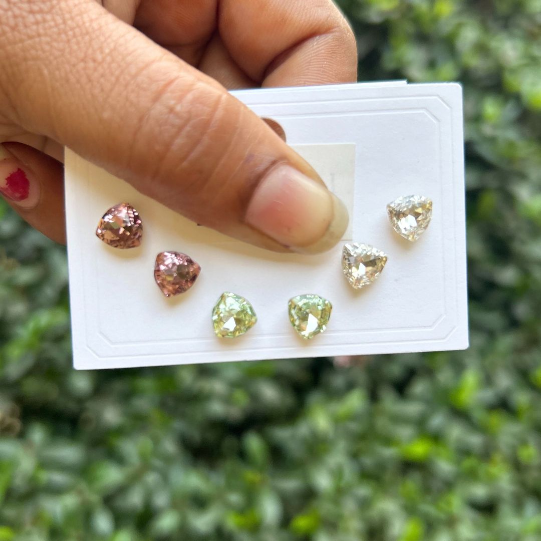 Set Of 3 Colorful Triangle Studs