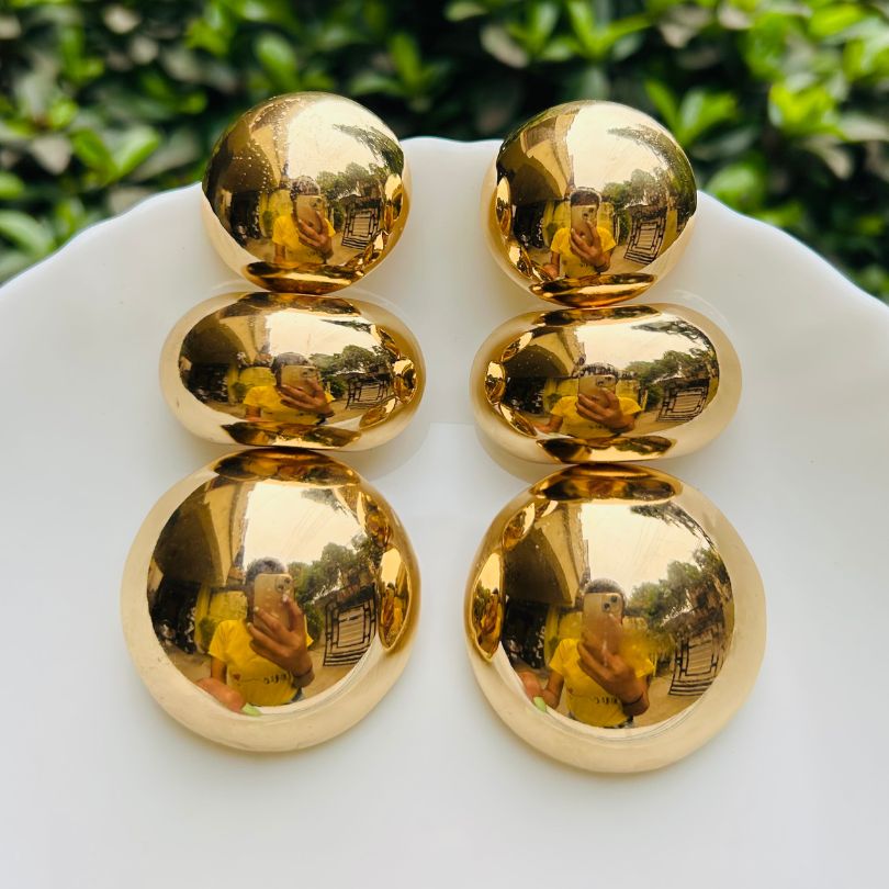 Chunky Golden Metallic Statement Earrings