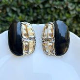 Structured Black Stud Earrings