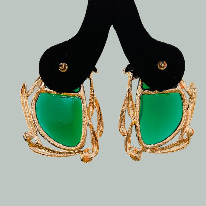 Oversized Green Stud Earrings