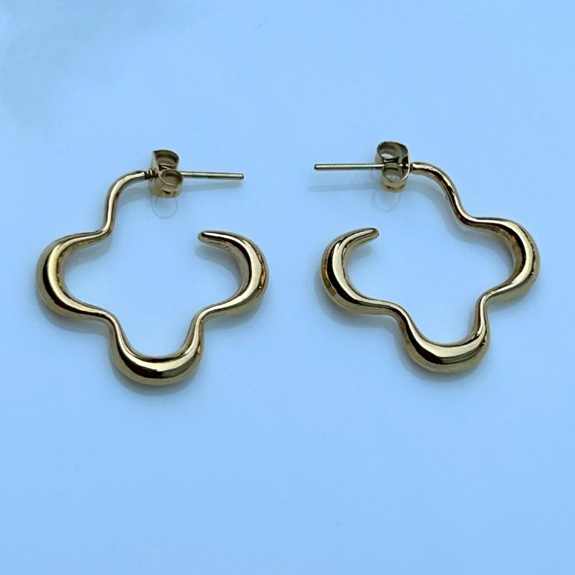 Floral Golden Hoop Earrings