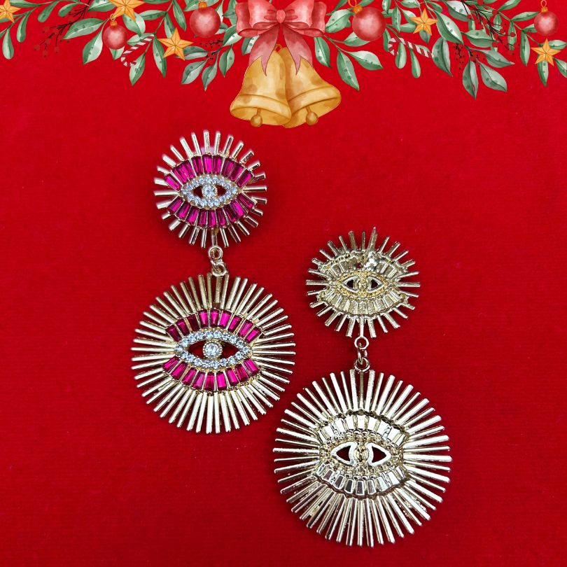 Festive Fuschia Pink Evil Eye Earring