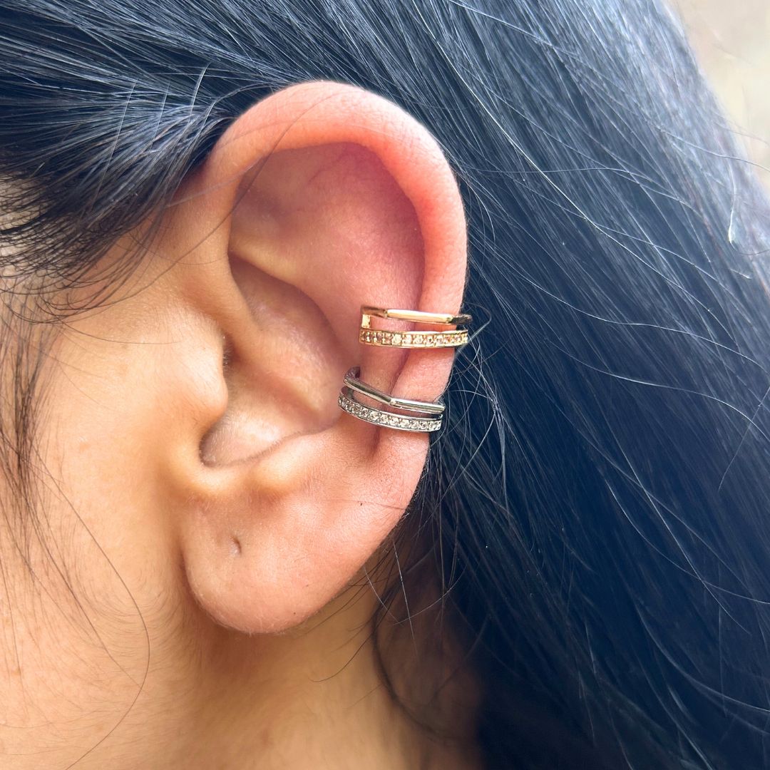 Dainty Silver Ear Cuff - Pack of 2