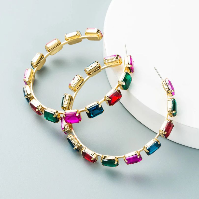 Bling Blogger Multicolor Crystal Hoop Earrings