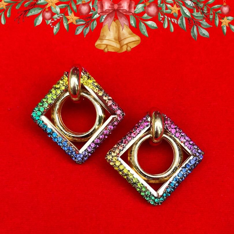 Bling Multicolor Rhombus Earrings