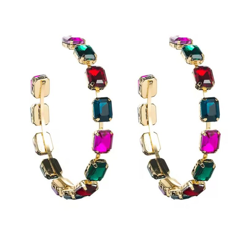 Bling Blogger Multicolor Crystal Hoop Earrings