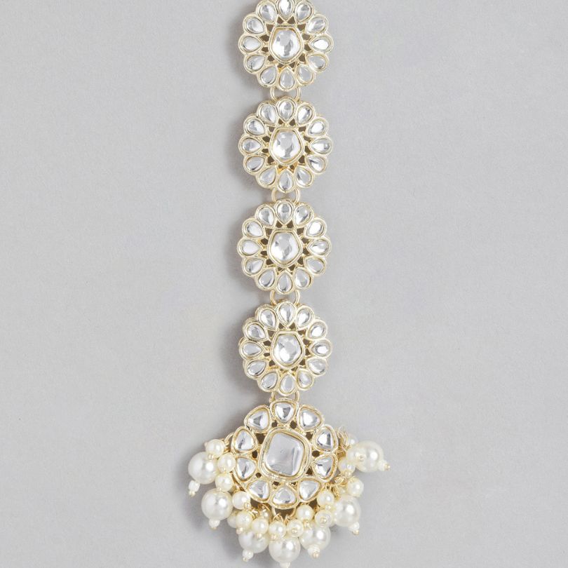 LAIDA Gold-Plated Artificial Stones-Studded Maang Tikka