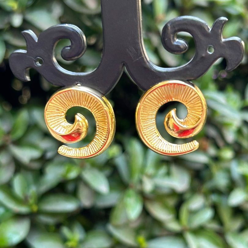 Twisted Golden Snail Stud Earrings