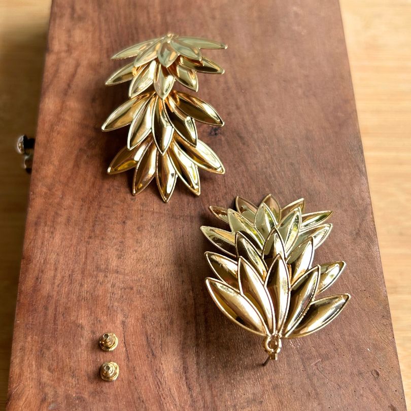 Leaf Golden Metallic Earrings