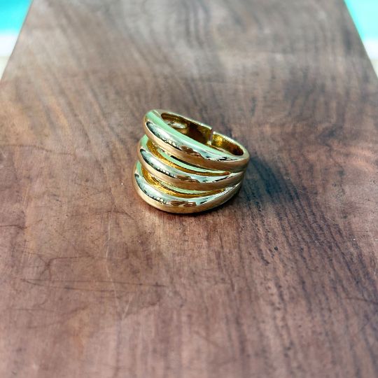Three Line Golden Finger Ring