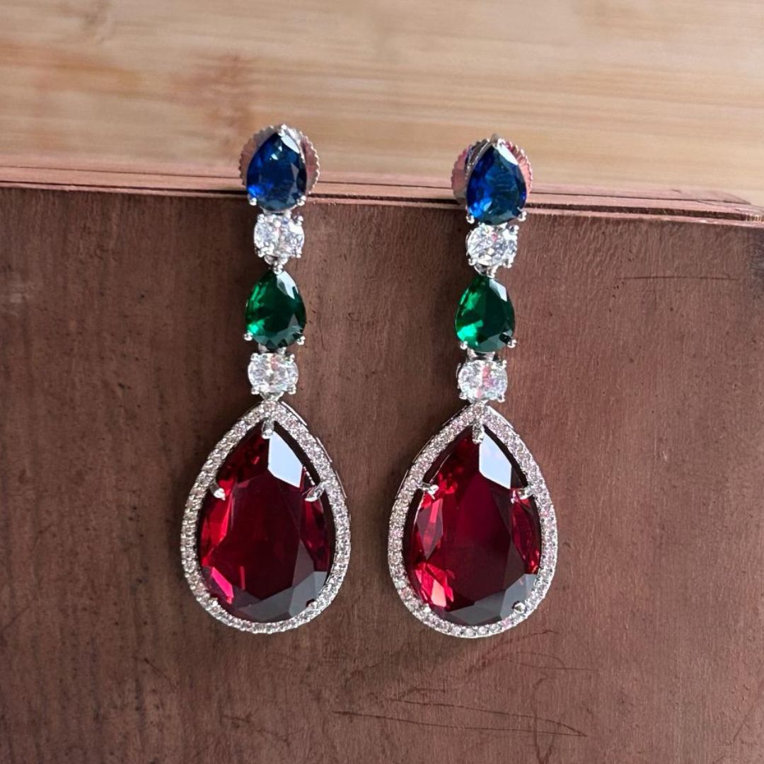 Arden Maroon CZ Designer Jewellery Set