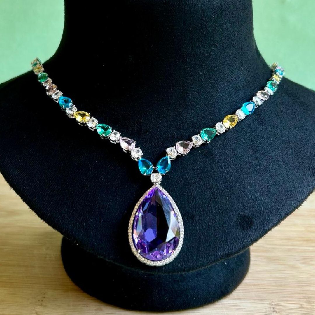 Arden Purple CZ Designer Jewellery Set