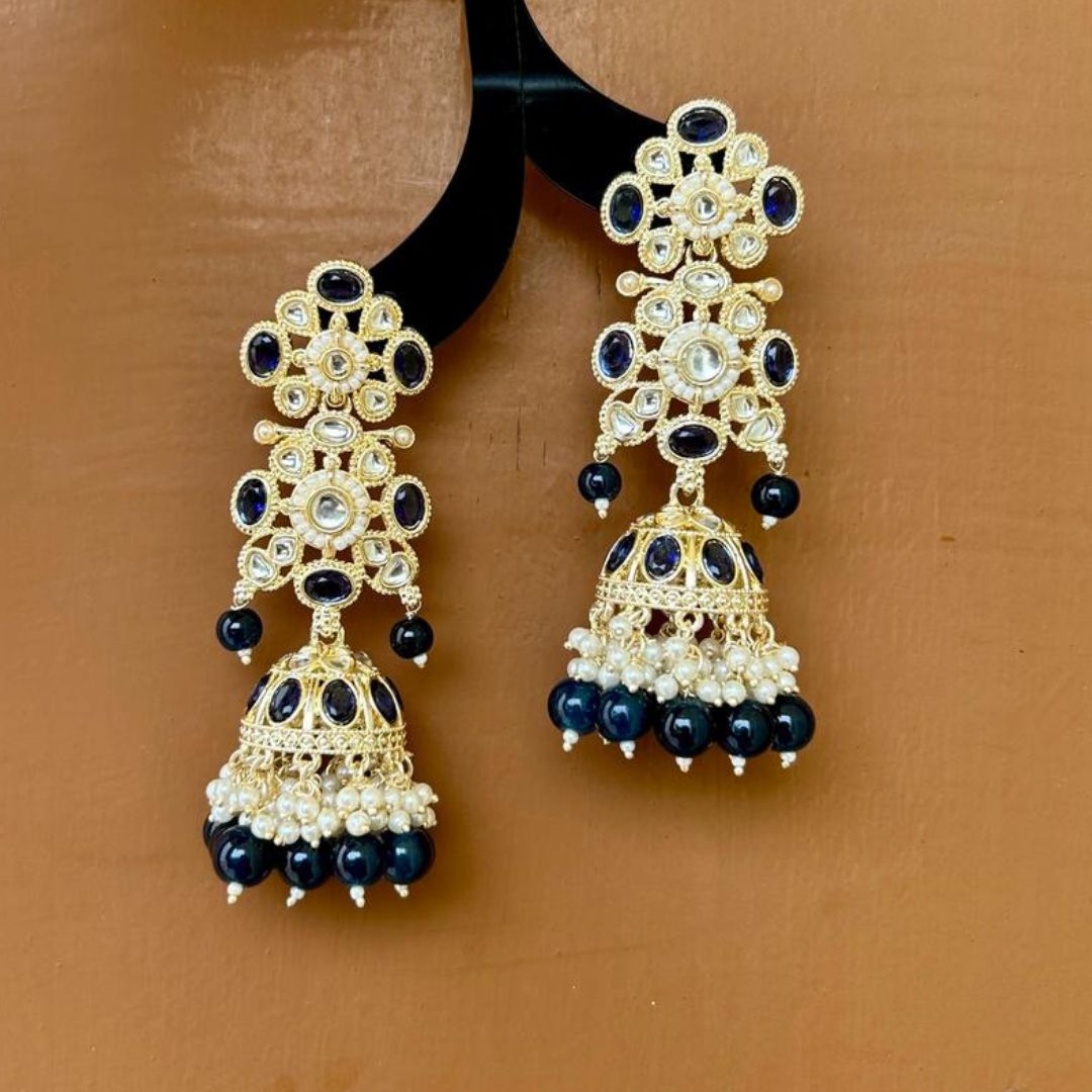 Urvi Navy Blue Jhumkas