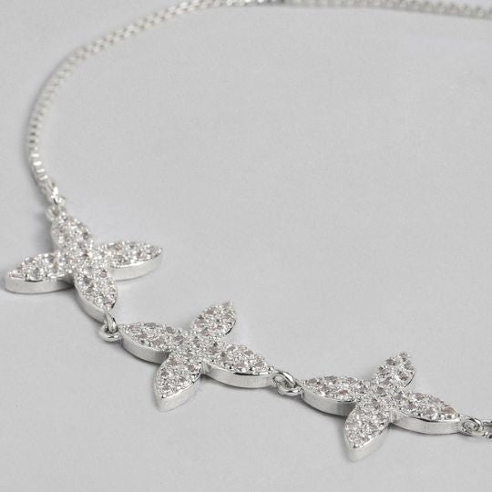 Floral Silver- Plated Adjustable Bracelet