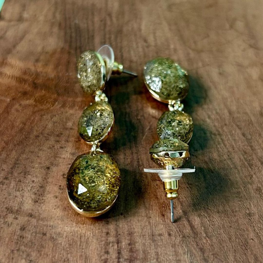 Olive Green Gemstone Earrings