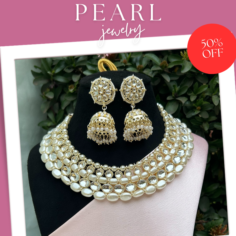 Sinhi Pearl Kundan Necklace Set
