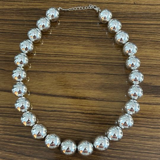 Silver Ball Statement Necklace
