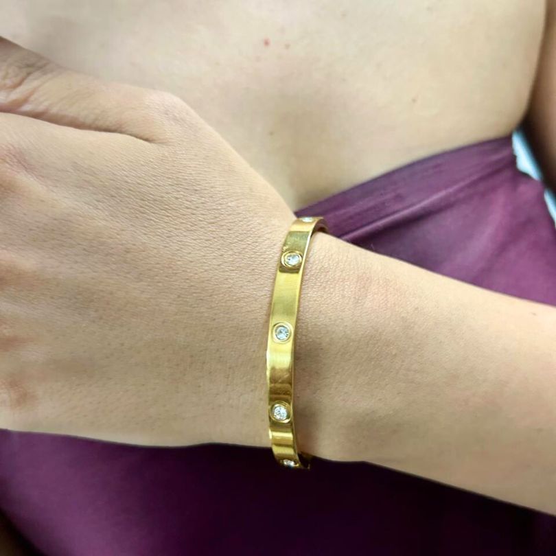 Golden Dazzle American Diamond Studded - Bracelet