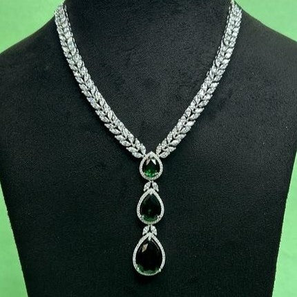 Rachel CZ Emerald Green Designer Necklace Set