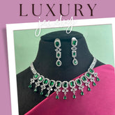 Celia Emerald CZ Designer Necklace Set