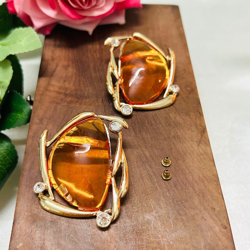 Oversized Mustard Stud Earring