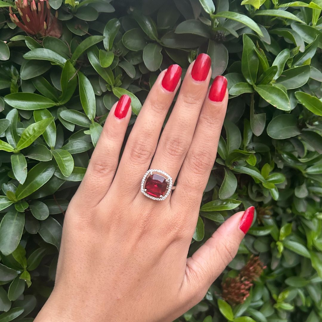 Ruby Square AD Finger - Ring