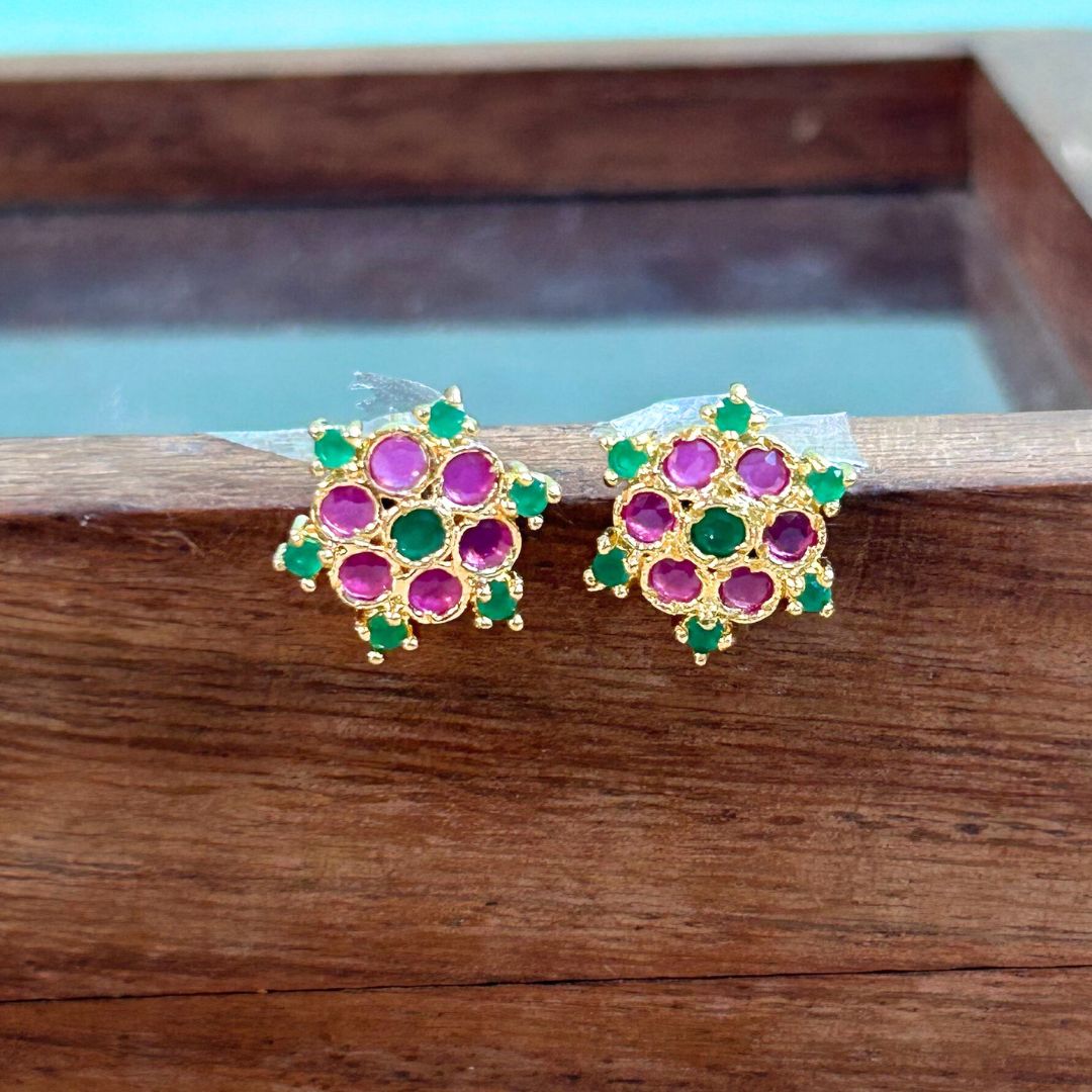 Nalli Ruby Green Studs