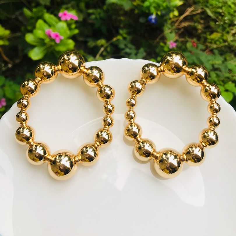 Golden Ball Statement Earrings