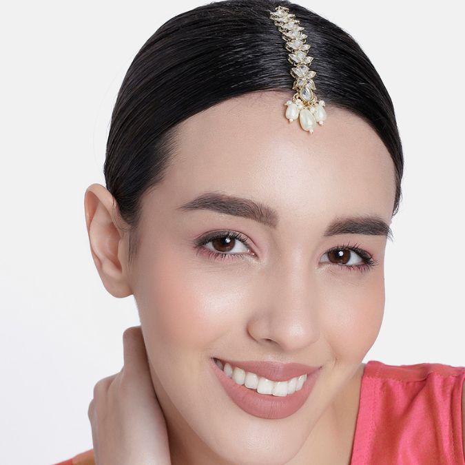 LAIDA Gold-Plated Artificial Stones-Studded Maang Tikka