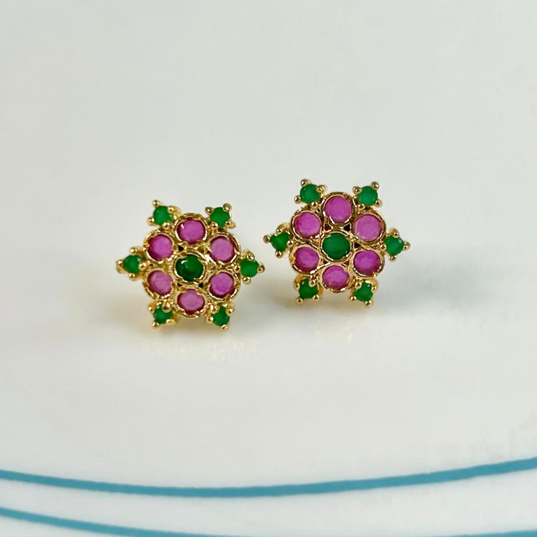 Nalli Ruby Green Studs