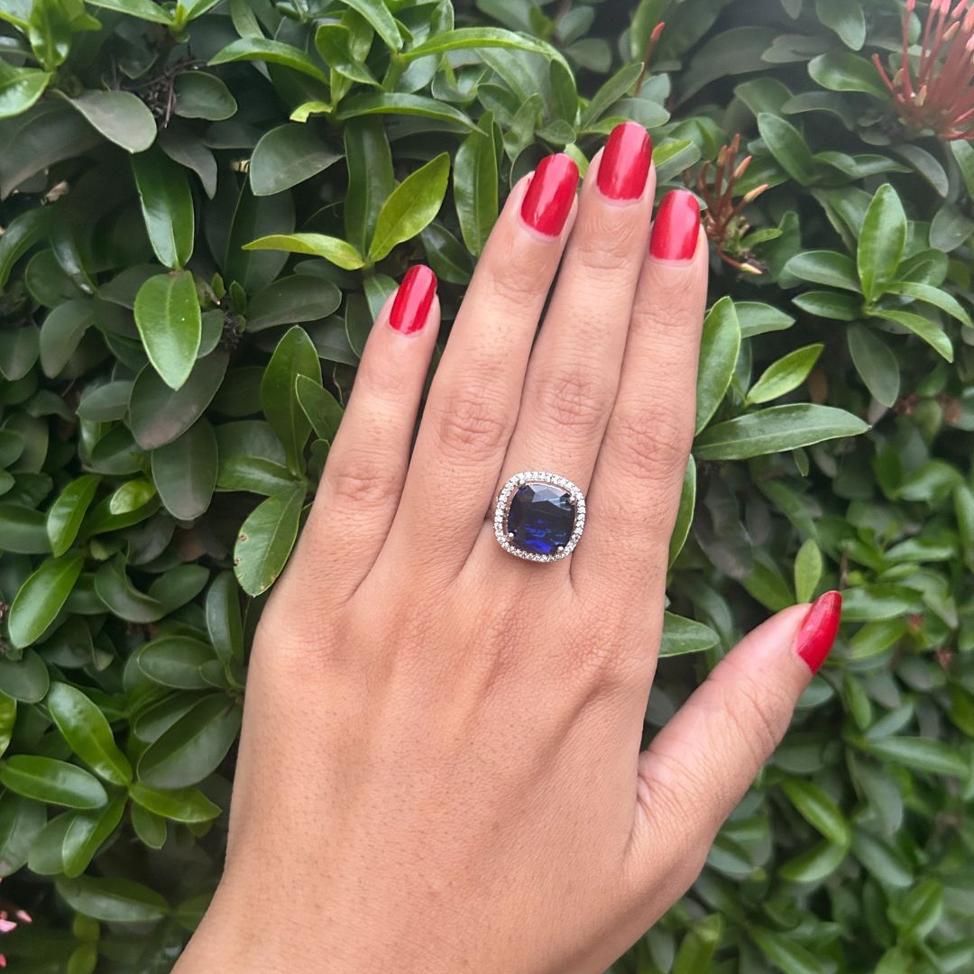 Navy Blue Square AD Finger- Ring