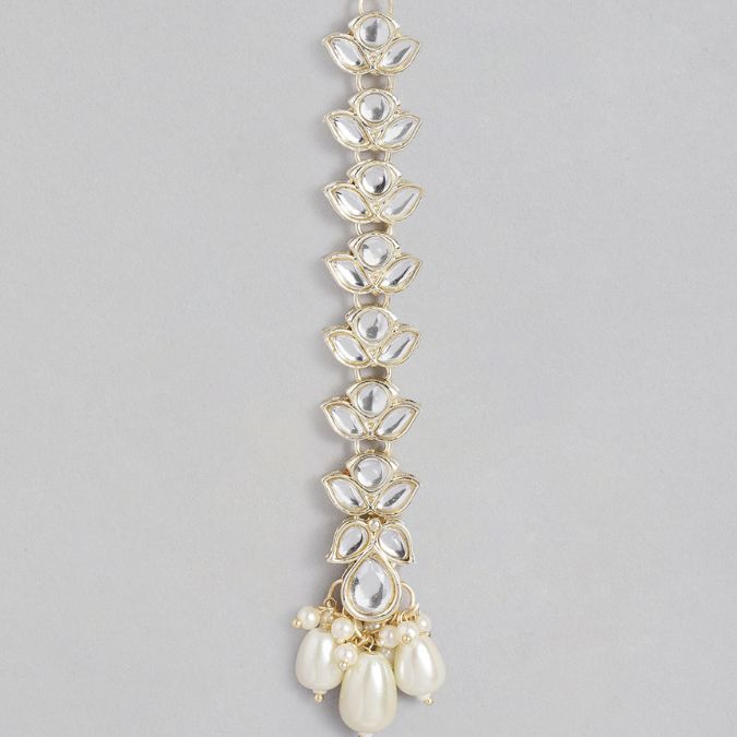 LAIDA Gold-Plated Artificial Stones-Studded Maang Tikka