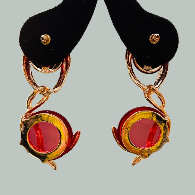 Spiral Red Crystal Drop Earring