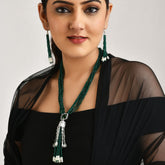 American Diamond Emerald Necklace with Earrings